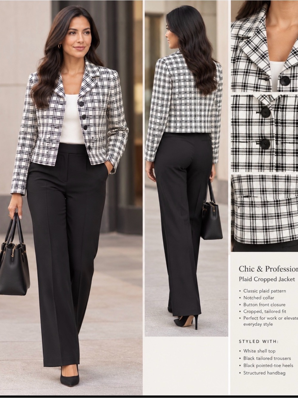 J. Crew blazer Italian City Wool Blend Classic Work Black and White Plaid Jacket